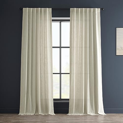 HPD Half Price Drapes Halbtransparente Vorhänge aus Kunstleinen, für Schlafzimmer, 304,8 cm lang, lichtfilternd, Wohnzimmer, Fenstervorhang (1 Bahn), 120 x 120 cm, Gerste von HPD Half Price Drapes