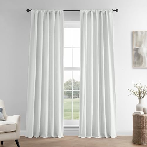 HPD Half Price Drapes Französische Leinenvorhänge, 244 cm, Raumverdunkelungsvorhänge für Schlafzimmer und Wohnzimmer, 127 x 244 cm, (1 Paneel), knackiges Weiß von HPD Half Price Drapes