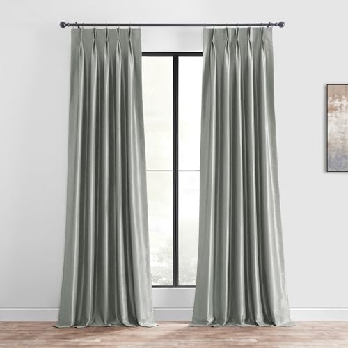 HPD Half Price Drapes HPD PDCH-KBS9BO-108-FP Plissee-Vorhänge für Schlafzimmer, Vintage, strukturiert, 63 x 274 cm (1 Panel), silberfarben, Polyester-Mischung, Silber, 25 in x 108 in von HPD Half Price Drapes