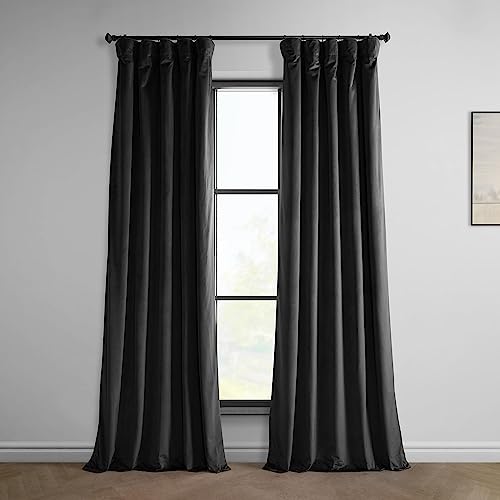 HPD Half Price Drapes Heritage Plüsch-Samt-Vorhänge, 308 cm lang, Raumverdunkelungsvorhänge für Schlafzimmer und Wohnzimmer, 120 x 304,8 cm (B x L), Schwarz von HPD Half Price Drapes