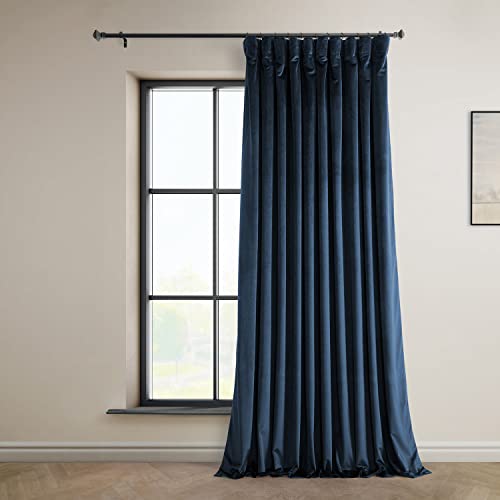 HPD Half Price Drapes Heritage Plüsch-Samtvorhänge, 213 cm, Raumverdunkelungsvorhänge für Schlafzimmer und Wohnzimmer, 100 B x 84 L, (1 Bahn), Ewiges Blau von HPD Half Price Drapes