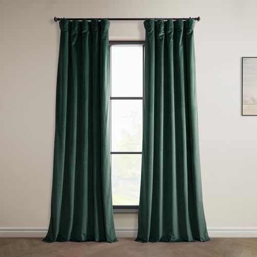 HPD Half Price Drapes Heritage-Samtvorhänge in Plüschqualität, Raumverdunkelungsvorhänge für Schlafzimmer und Wohnzimmer, 127 x 274,3 cm (B x L), 1 Vorhang, Waldgrün von HPD Half Price Drapes