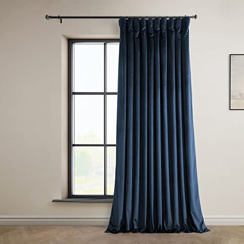 HPD Half Price Drapes Heritage Vorhänge aus Plüschsamt, extra breit, für Schlafzimmer und Wohnzimmer, 100 x 96, VPYC-179910-96-DW (1 Panel) Eternal Blue von HPD Half Price Drapes
