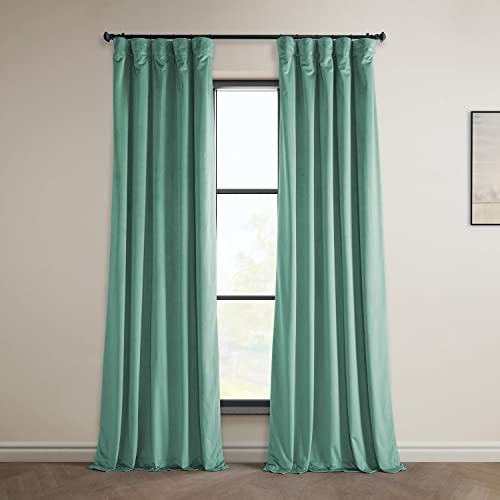 HPD Half Price Drapes Heritage VPYC-225370-84 Vorhänge aus Plüsch für Schlafzimmer und Wohnzimmer, 50 x 84, 1 Panel, Hellblaugrün von HPD Half Price Drapes