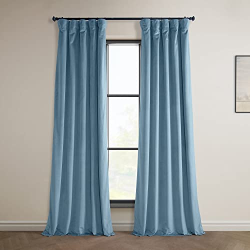 HPD Half Price Drapes Heritage Plüsch-Samtvorhänge, 244 cm, Raumverdunkelungsvorhänge für Schlafzimmer und Wohnzimmer, 127 x 244 cm, (1 Bahn), Hellblau Taupe von HPD Half Price Drapes