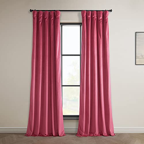 HPD Half Price Drapes Heritage Plüschsamt-Vorhänge, 244 cm, Raumverdunkelungsvorhänge für Schlafzimmer und Wohnzimmer, 127 x 244 cm, (1 Bahn), Dunkelrosa von HPD Half Price Drapes