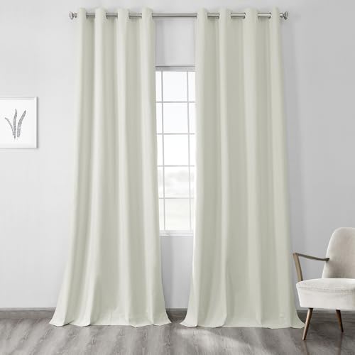 HPD Half Price Drapes Ösen-Verdunkelungsvorhänge für Schlafzimmer, Thermo-Leinen, 150 x 223 cm, 1 Panel, FLCW-CBO191-96-GR, Sternenlicht, gebrochenes Weiß von HPD Half Price Drapes