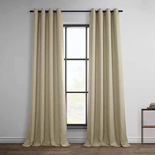 HPD Half Price Drapes Leinenvorhänge mit Ösen, 305,8 cm lang, Raumverdunkelungsvorhänge für Schlafzimmer und Wohnzimmer (1 Paneel), 50 B x 120 L, strohgedeckte Hellbraun von HPD Half Price Drapes