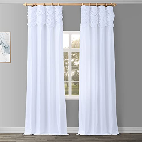 HPD Half Price Drapes Vorhänge aus Dupioni-Seide mit Rüschen für Wohnzimmer, 127 x 213 cm (1 Paneel), PDCH-KBS1-84-RU, Ice von HPD Half Price Drapes