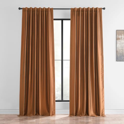 HPD Half Price Drapes Raumverdunkelungsvorhänge für Schlafzimmer, Vintage, strukturierte Kunstdupioni-Seide, Vorhänge für Wohnzimmer (1 Panel), 127 x 213 cm, Kupferkessel von HPD Half Price Drapes