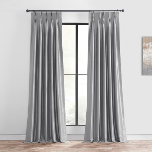 HPD Half Price Drapes Verdunkelungsvorhänge aus Kunstseide, Vintage-Stil, strukturiert, 63 x 213 cm, PDCH-KBS7BO-84-FP, Sturmgrau von HPD Half Price Drapes