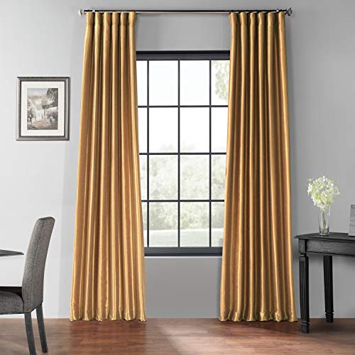 HPD Half Price Drapes PDCH-KBS8BO-108 Verdunklungsvorhang, Vintage, strukturierter Dupioni-Vorhang, 1 Panel, 127 x 254 cm, Flachs Gold von HPD Half Price Drapes