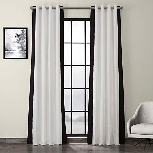 HPD Half Price Drapes PRCT-VC1716-120-GR Vorhänge mit Ösen, Bedruckt, Baumwolle, für Wohnzimmer und Schlafzimmer, 1 Stück, Warmes gebrochenes Weiß und Schwarz, 50" W x 120" L (Pack of 1) von HPD Half Price Drapes
