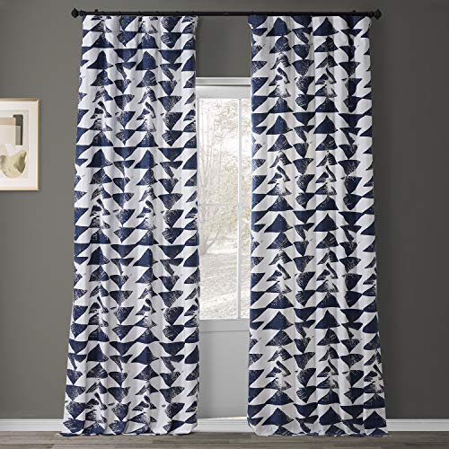 HPD Half Price Drapes PRTW-D35C-108 Triad Printed Cotton Twill Curtain, Indigo, 50 x 108 von HPD Half Price Drapes