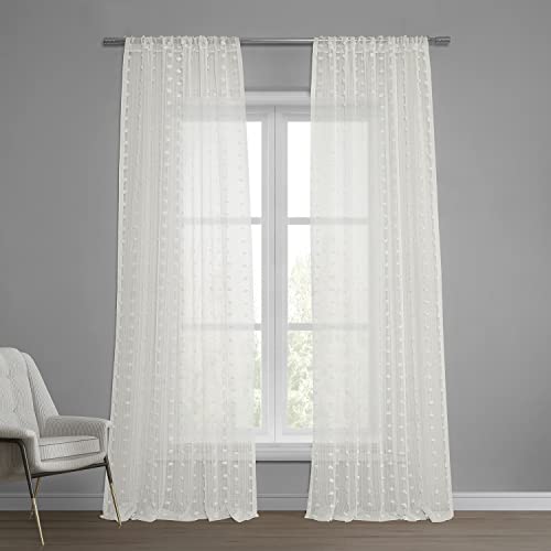 HPD Half Price Drapes SHCH-119-120 Vorhang aus Kunstleinen, Gemustert, durchscheinend, 1 Panel, 50 x 120 cm, Strasburg-Punkt von HPD Half Price Drapes