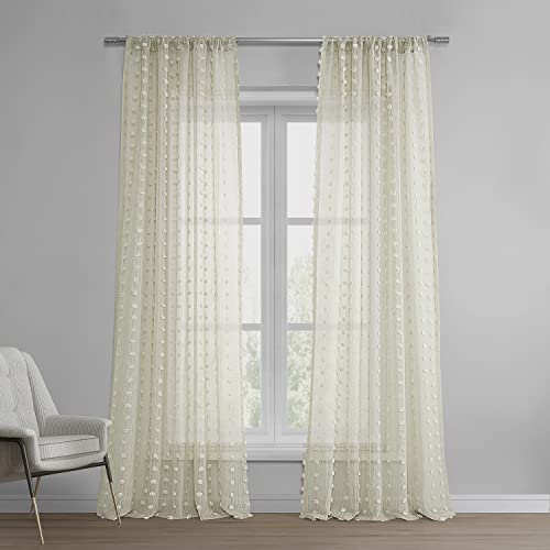 HPD Half Price Drapes SHCH-119B-84 Vorhänge aus Kunstleinen, Gemustert, transparent, 1 Stück, Strasbourg Dot Beige von HPD Half Price Drapes