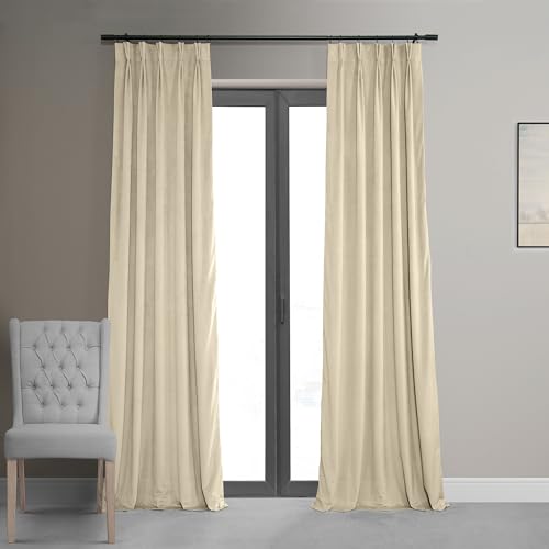 HPD Half Price Drapes Samtverdunkelungsvorhänge/Vorhänge, 308 cm lang, 1 Panel, Verdunkelungsvorhang, charakteristische Plissee, für Wohnzimmer und Schlafzimmer, 63 x 120 cm, Alabasterbeige von HPD Half Price Drapes