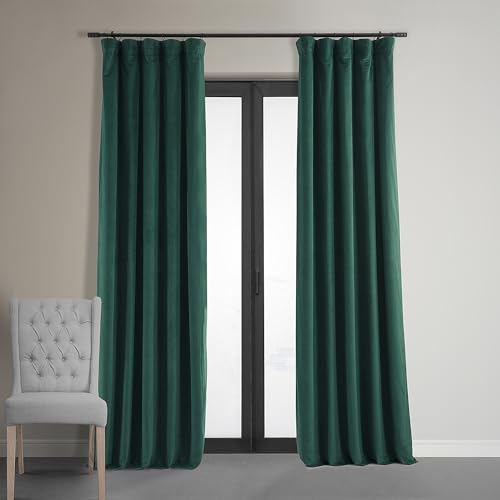 HPD Half Price Drapes Signature Verdunkelungsvorhänge aus Samt, 305 cm lang, wärme- und lichtblockierend, Verdunkelungsvorhang für Schlafzimmer und Wohnzimmer (1 Bahn), 120 B x 120 L, Blackforest von HPD Half Price Drapes