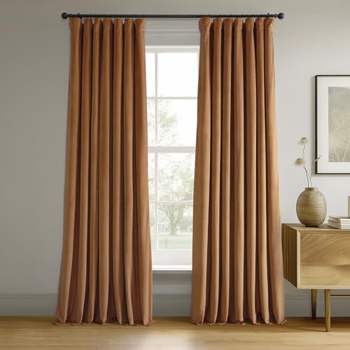 HPD Half Price Drapes Signature Verdunkelungsvorhänge aus Samt für Schlafzimmer, 50 x 96 (1 Panel), VPCH-180408-96, Burnt Pumpkin von HPD Half Price Drapes