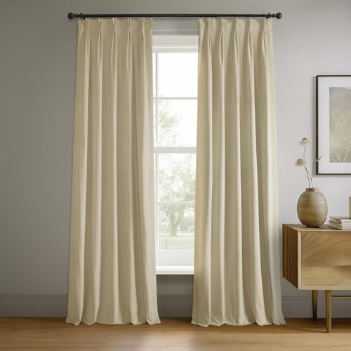 HPD Half Price Drapes Signature Verdunkelungsvorhänge aus Samt für Schlafzimmer, 63,5 x 27,4 cm, plissiert, VPCH-180103-108-FP (1 Panel), neutral geschliffen von HPD Half Price Drapes