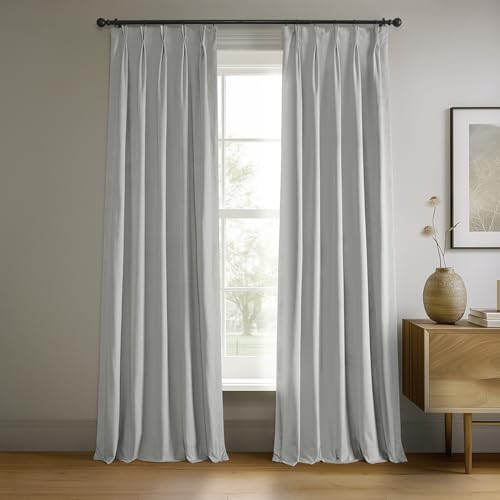 HPD Half Price Drapes Signature Verdunkelungsvorhänge aus Samt für Schlafzimmer, 63,5 x 30,5 cm, plissiert, VPCH-160401-120-FP (1 Panel) Reflection Grau von HPD Half Price Drapes