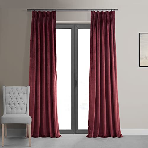 HPD Half Price Drapes Samt-Verdunkelungsvorhänge/Vorhänge, 274 cm lang, 1 Paneel, Verdunkelungsvorhang, charakteristisch, plissiert, für Wohnzimmer und Schlafzimmer, 25 x 108 L, Burgunderrot von HPD Half Price Drapes