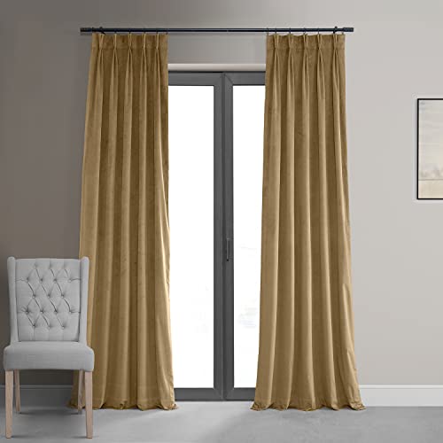 HPD Half Price Drapes Signature Verdunkelungsvorhänge aus Samt für Schlafzimmer, 63 x 278 cm, plissiert, VPCH-140805-108-FP (1 Panel), Bernstein-Gold von HPD Half Price Drapes