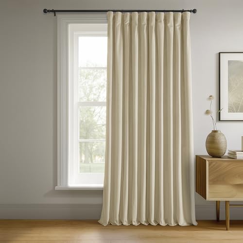 HPD Half Price Drapes Signature Verdunkelungsvorhänge aus Samt für Wohnzimmer, 100 x 108 cm, extra breit, VPCH-VET180103-108 (1 Panel), neutral geschliffen von HPD Half Price Drapes