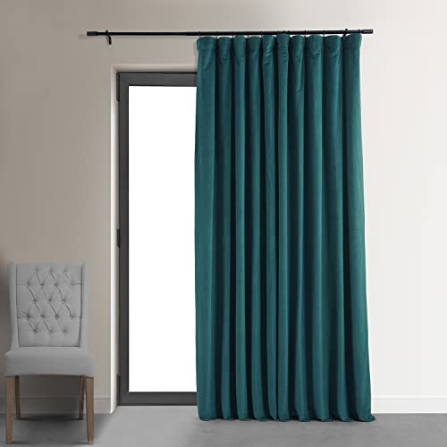 HPD Half Price Drapes Signature Thermo-Verdunkelungsvorhänge aus Samt, für Wohnzimmer, 213 cm lang, 1 Panel, isolierte Verdunkelungsvorhänge für Schlafzimmer, Fenstervorhänge, 100 x 84 cm, Everglade von HPD Half Price Drapes