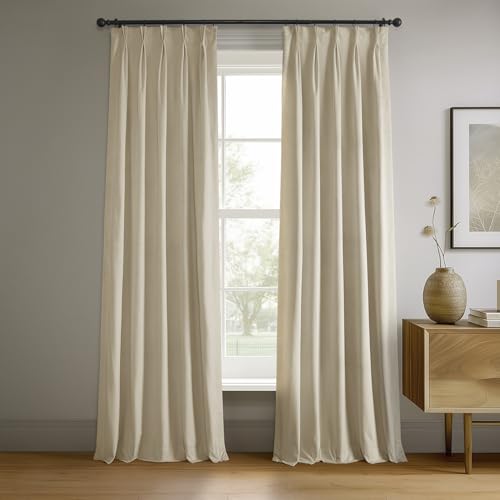HPD Half Price Drapes Samtverdunkelungsvorhänge/Vorhänge, 213 cm lang, 1 Panel, Verdunkelungsvorhang, charakteristische Plissee, für Wohnzimmer und Schlafzimmer, 63 x 213 cm, Ecru von HPD Half Price Drapes