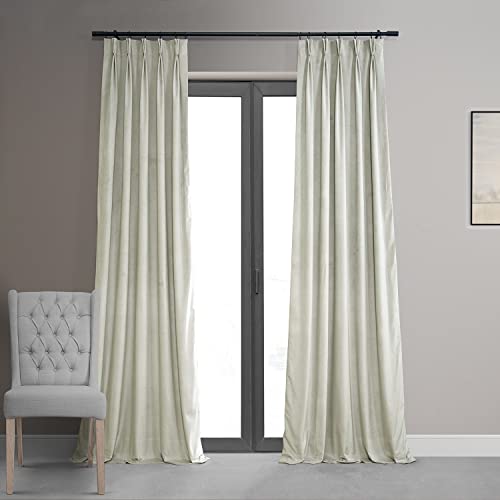 HPD Half Price Drapes Samtverdunkelungsvorhänge/Vorhänge, 248 cm lang, 1 Panel, Verdunkelungsvorhang, charakteristisches Plissee, für Wohnzimmer und Schlafzimmer, 63 x 244 cm, Porzellanweiß von HPD Half Price Drapes