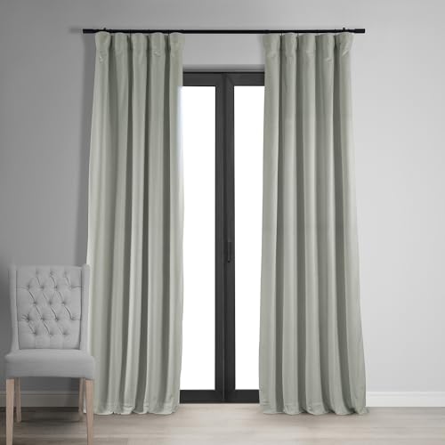 HPD Half Price Drapes Signature Verdunkelungsvorhänge aus Samt, 244 cm lang, wärme- und lichtblockierend, Verdunkelungsvorhang für Schlafzimmer und Wohnzimmer (1 Bahn), 127 x 244 cm, Reflexionsgrau von HPD Half Price Drapes