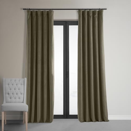 HPD Half Price Drapes Signature Verdunkelungsvorhänge aus Samt, 274 cm lang, wärme- und lichtblockierend, Verdunkelungsvorhang für Schlafzimmer und Wohnzimmer (1 Bahn), 127 x 274 cm, Denver Taupe von HPD Half Price Drapes