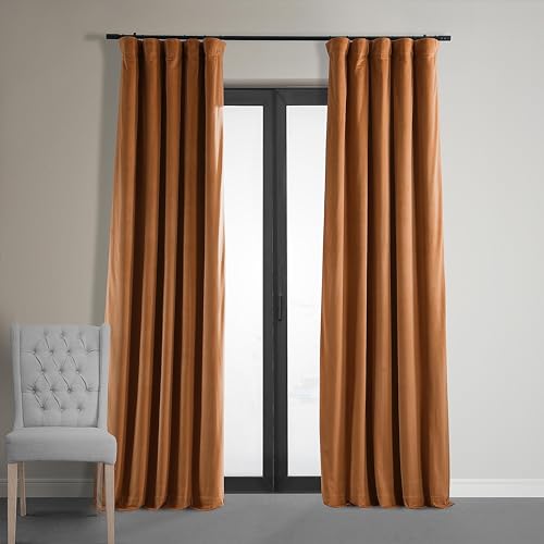 HPD Half Price Drapes Signature Velvet Thermo-Verdunkelungsvorhänge für Wohnzimmer, 274 cm lang, 1 Panel, isolierte Verdunkelungsvorhänge für Schlafzimmer, Fenstervorhänge, 127 x 274 cm, gebrannter von HPD Half Price Drapes