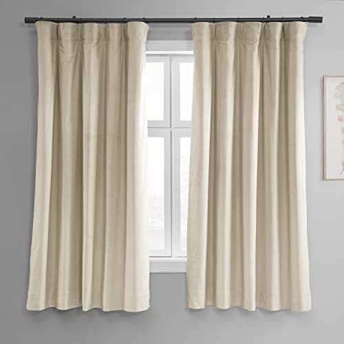 HPD Half Price Drapes VPCH-P Signature Velvet Verdunkelungsvorhänge für Schlafzimmer, Polyester-Mischung, Alabaster-Beige, 50 in x 63 in von HPD Half Price Drapes