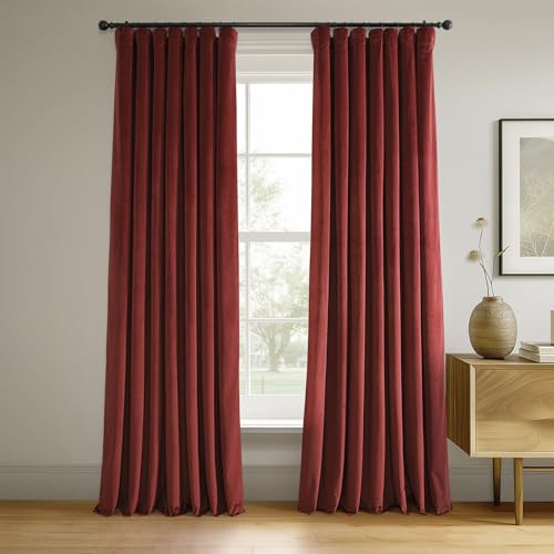 HPD Half Price Drapes Signature Velvet Verdunkelungsvorhänge für Schlafzimmer, 127 x 248 cm (1 Paneel), VPCH-180105-96, Crimson Rust von HPD Half Price Drapes