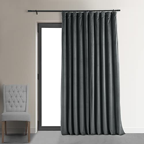 HPD Half Price Drapes VPCH-VET1222-108 Signature Doublewide Blackout Velvet Curtain,Natural Grey,100 X 108 von HPD Half Price Drapes