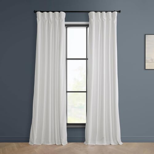 HPD Half Price Drapes Heritage Plüschsamt-Vorhänge, 274 cm lang, Raumverdunkelungsvorhänge für Schlafzimmer und Wohnzimmer, 50 B x 108 L, (1 Bahn), Kissen, Weiß von HPD Half Price Drapes