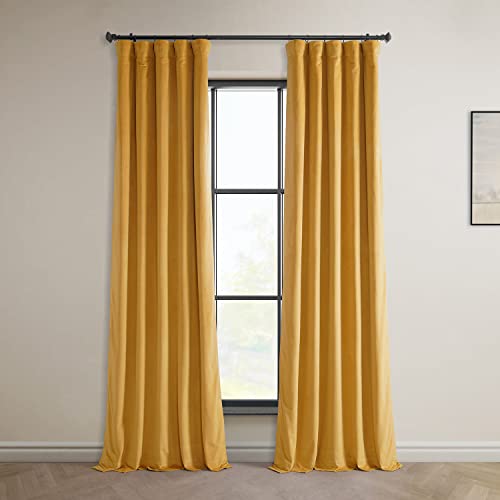 HPD Half Price Drapes Heritage Plüschsamt-Vorhänge, 274 cm lang, Raumverdunkelungsvorhänge für Schlafzimmer und Wohnzimmer, 50 B x 108 L, (1 Bahn), Azteken-Gold von HPD Half Price Drapes