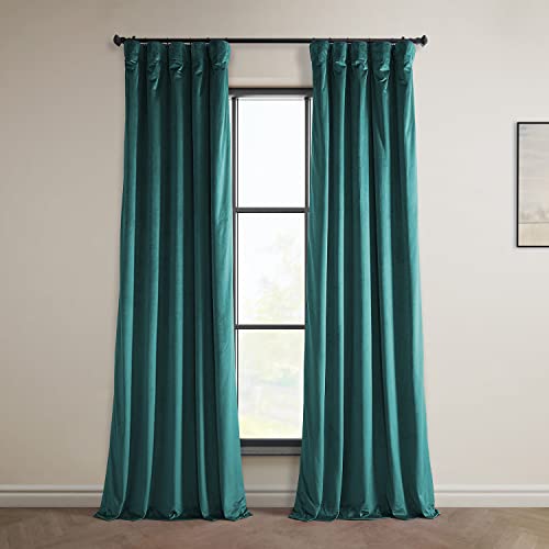 HPD Half Price Drapes VPYC-179921-108 Heritage Plüsch-Samt-Vorhang (1 Panel), 50 x 108, Deep Sea Teal von HPD Half Price Drapes