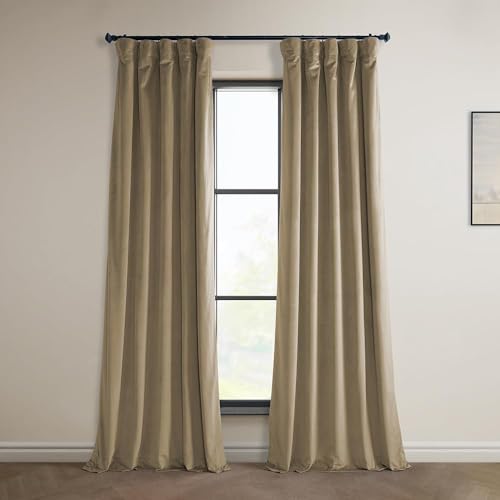 HPD Half Price Drapes VPYC-P Heritage Plüsch-Samt-Vorhänge für Schlafzimmer und Wohnzimmer (1 Panel), Polyester-Mischung, Museum Taupe, 50 in x 108 in von HPD Half Price Drapes