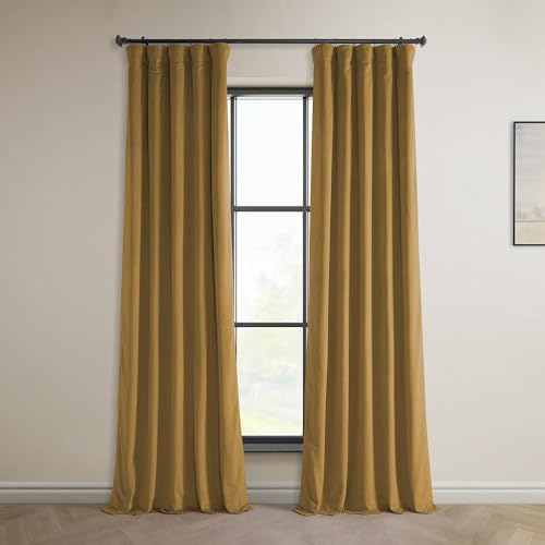 HPD Half Price Drapes VPYC-P Heritage Plüsch-Samt-Vorhänge für Schlafzimmer und Wohnzimmer (1 Panel), Polyester-Mischung, Retro Gold, 50 in x 108 in von HPD Half Price Drapes