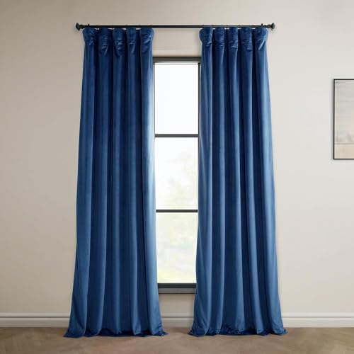 HPD Half Price Drapes Heritage Vorhänge aus Plüsch für Schlafzimmer und Wohnzimmer, 50 x 84, VPYC-198604-84 (1 Panel) Fische, Blau von HPD Half Price Drapes