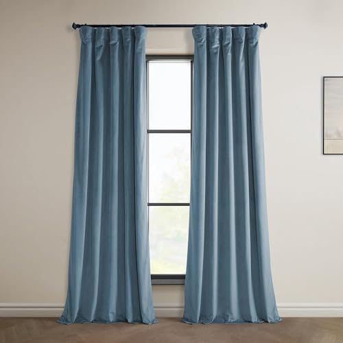 HPD Half Price Drapes Heritage Vorhänge aus Plüsch für Schlafzimmer und Wohnzimmer, 50 x 96, VPYC-179920-96 (1 Panel) Dänemark Blau von HPD Half Price Drapes