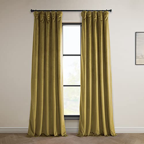 HPD Half Price Drapes Heritage Plüschsamt-Vorhänge, 244 cm, Raumverdunkelungsvorhänge für Schlafzimmer und Wohnzimmer, 127 x 244 cm, (1 Bahn), Torfgrün von HPD Half Price Drapes