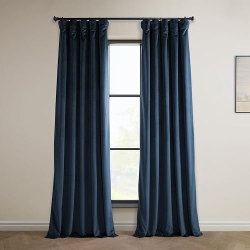 HPD Half Price Drapes Heritage Vorhänge aus Plüsch für Schlafzimmer und Wohnzimmer, 50 x 96, VPYC-179910-96 (1 Panel) Eternal Blue von HPD Half Price Drapes