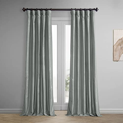 HPD Half Price Drapes Verdunkelungsvorhänge aus Kunstseide, 274 cm lang, für Schlafzimmer und Wohnzimmer, Vintage-Stil, strukturiert, Verdunkelungsvorhang (1 Panel), 127 x 274 cm, Silber von HPD Half Price Drapes