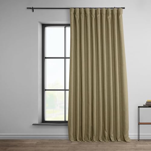 HPD Half Price Drapes Verdunkelungsvorhänge aus Leinenimitat, 274 cm lang, extra breit, luxuriöse Leinenvorhänge für Schlafzimmer und Wohnzimmer (1 Paneel), 254 x 274 cm, Nomad Tan von HPD Half Price Drapes