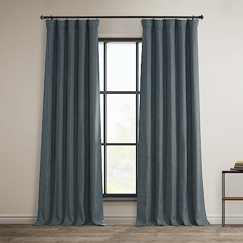 HPD Half Price Drapes Verdunkelungsvorhänge aus Leinenimitat, 274 cm lang, luxuriöse Leinenvorhänge für Schlafzimmer und Wohnzimmer (1 Paneel), 127 x 274 cm, Reverie Blue von HPD Half Price Drapes