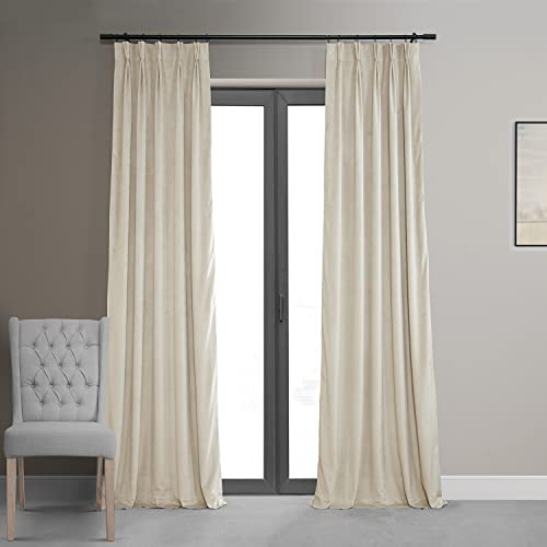 HPD Half Price Drapes Verdunkelungsvorhänge aus Samt, 213 cm lang, 1 Paneel, Verdunkelungsvorhang, charakteristisch, plissiert für Wohnzimmer und Schlafzimmer, 63 x 213 cm, neutraler Boden von HPD Half Price Drapes